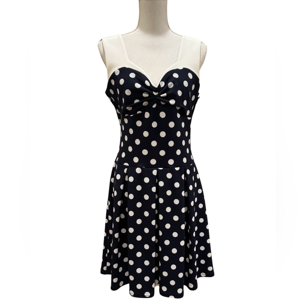 Polka Dot Fit & Flare Mini Dress - Black/White